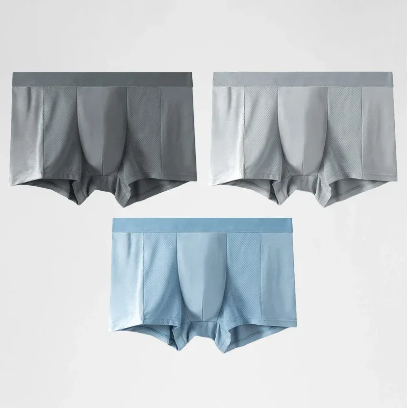 

3PCS Men's Modal Underpants Summer thin ice silk seamless anti-bacterial boxers Comfortable breathable underpants shorts head