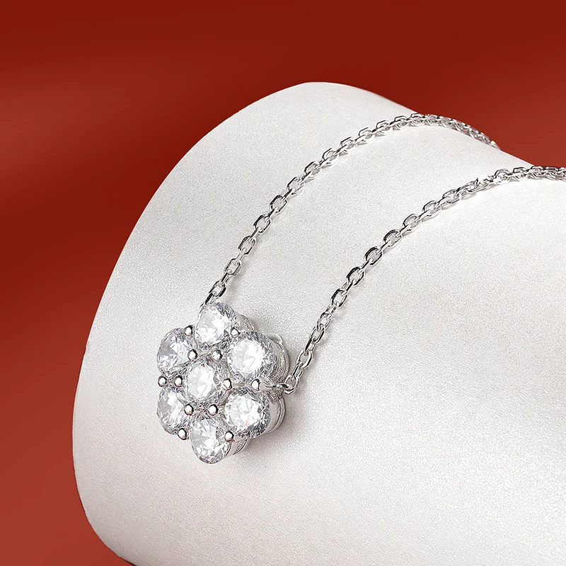 OEVAS 5MM 3.5 Carat Real Moissanite Pendant Necklace 100% 925 Sterling Silver Fine Jewelry Wedding Party For Women Top Quality view 3