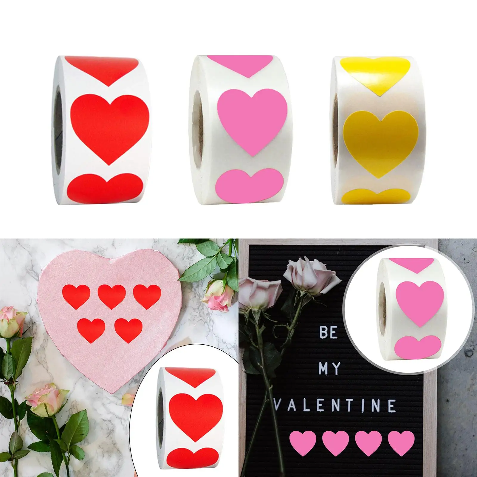 Heart Stickers Labels 1 Roll Valentines Day Decor Wrapping Gifts Crafts 1inch Stickers Labels for Party Favors Birthdays