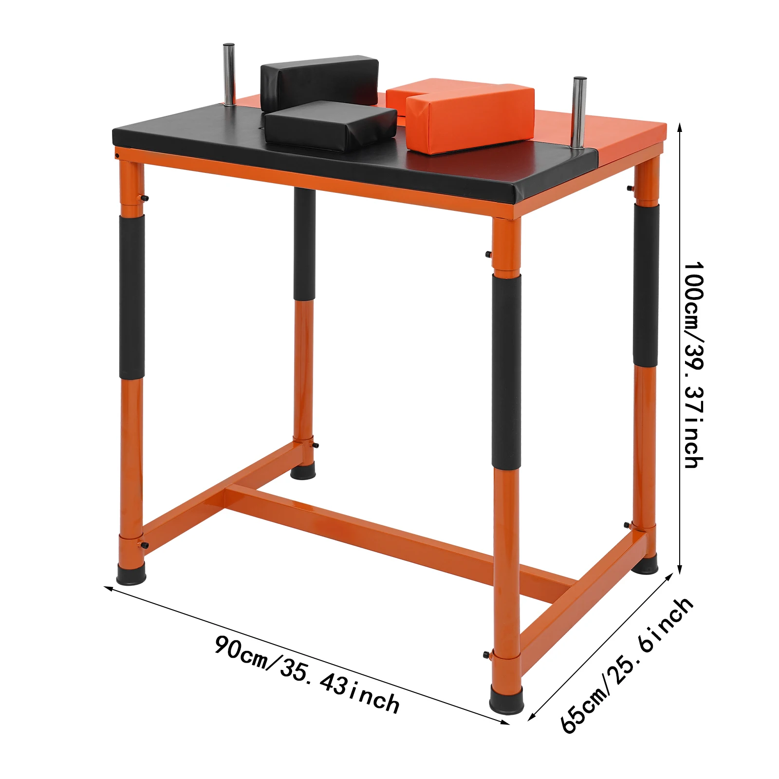 Orange /  Black and Orange Arm Wrestling Table, Professional Arm Wrestling Desk, Standard Competition Training Table, Non-Folding Steel Frame, EVA Foam Elbow Wrist Pad, Adjustable Grip Pad, Non-Slip Feet, Safety Protect, Strength Exercise