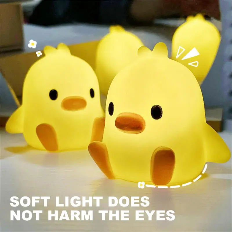 Cartoon Duck Night Light Cute Desktop Ornament Durable Night Light Children Bedroom Decoration Bedside Lamp With Sleeping Light