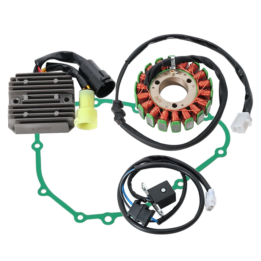 Motorcycle Gasket Generator Cover & Stator Coil & Regulator Rectifier Set For Kawasaki KLF300 Bayou 300 2WD 1999-2006