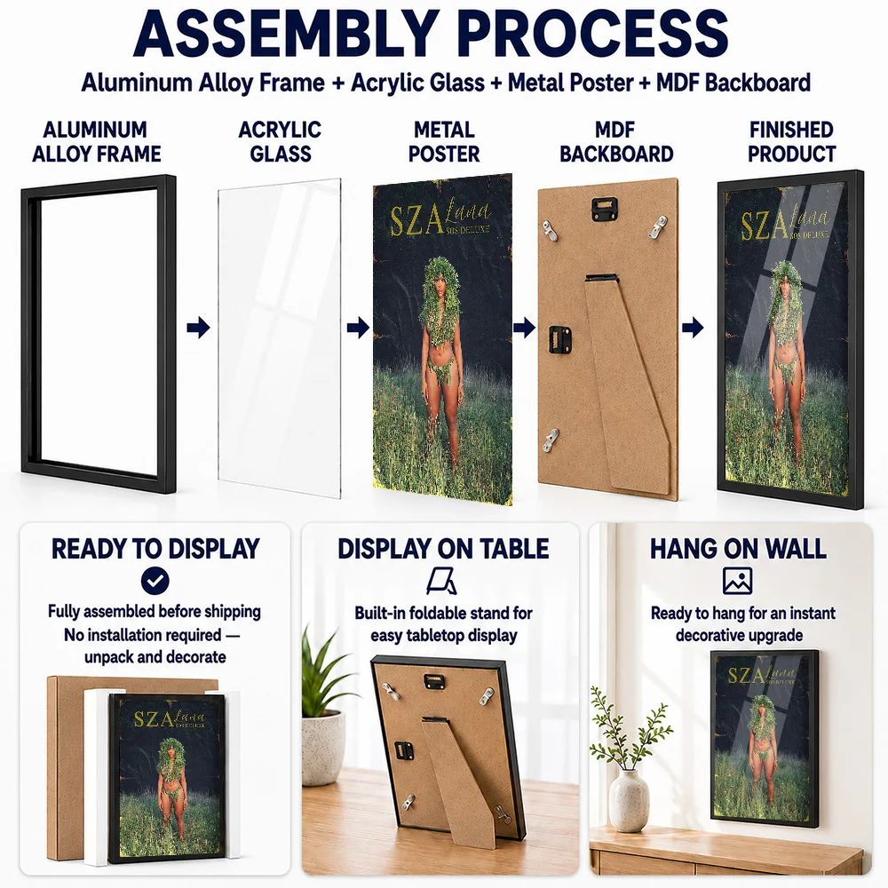 SZA Lana SOS Deluxe Album Framed Aluminum Metal Poster Personalized Photographic Wall Art For Record Room And Recording Studio