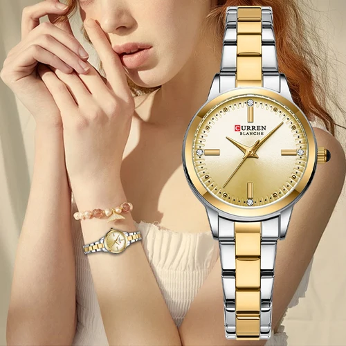 Imagen 2 del producto Reloj de cuarzo Original CURREN para mujer, relojes elegantes a la moda para mujer, reloj de pulsera resistente al agua de acero inoxidable para mujer