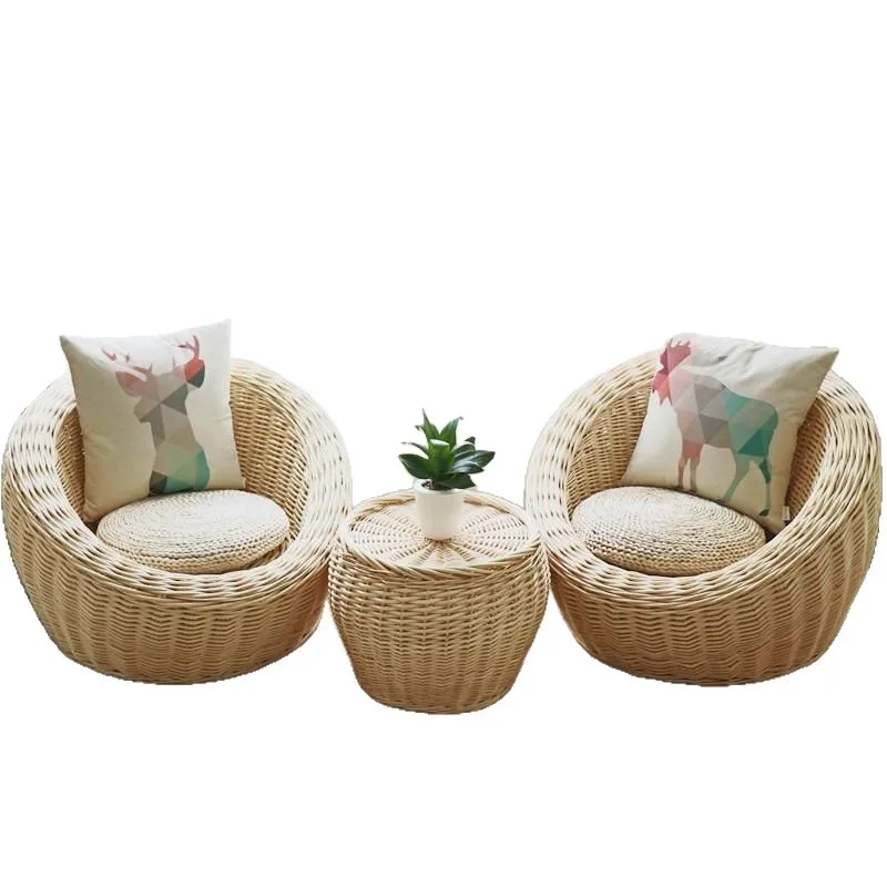 &Rattan sofa bedroom balcony sofa leisure lazy sofa coffee table pastoral single double personality creative