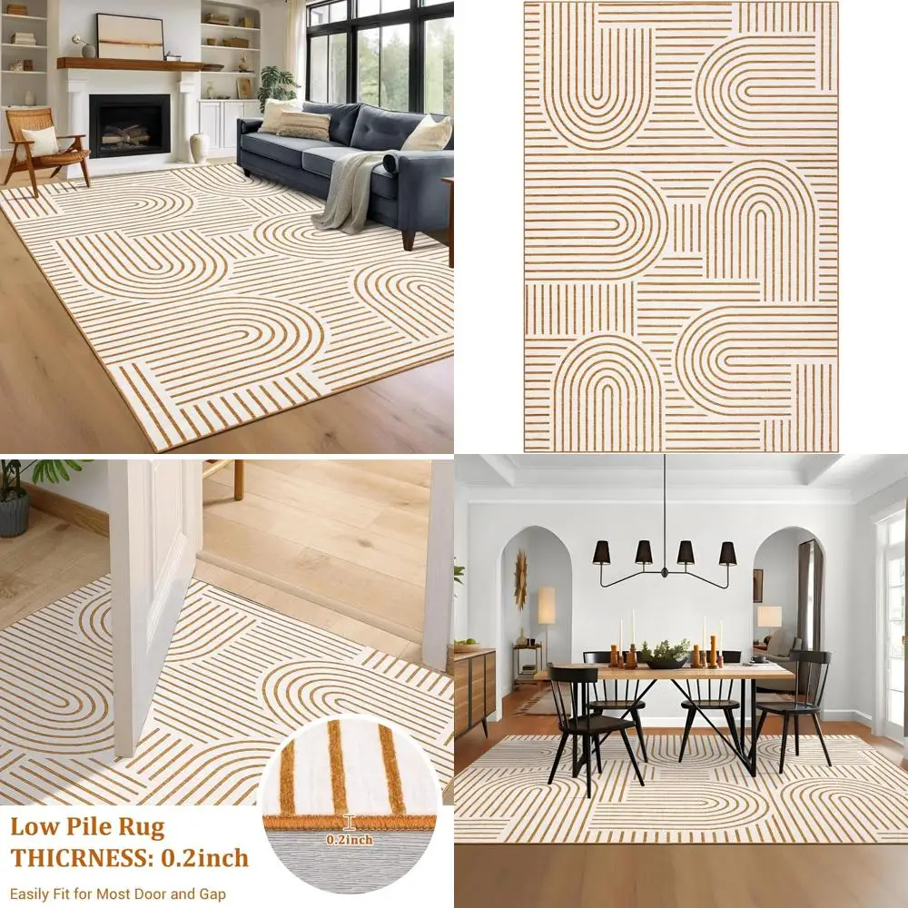 

Красочные абстрактные коврики 9x12, мягкие и прочные для гостиной, спальни, нескользящие с резиновой подложкой, легко чистящиеся, низкие Pi