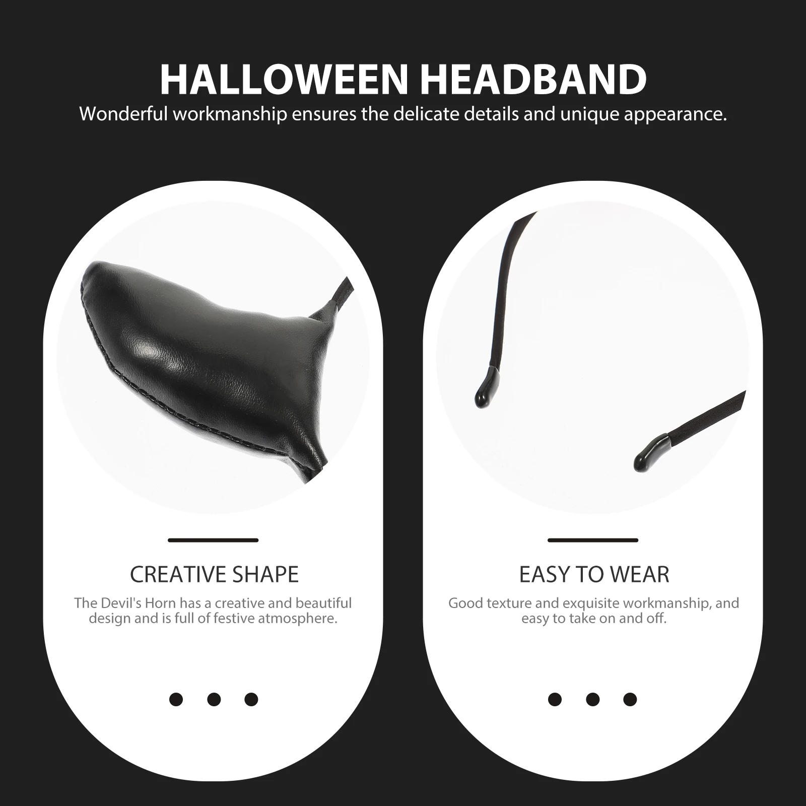 

Horn Headband Black Halloween Cosplay Hair Accessories Adult Size Lightweight Universal Design Gift Kids