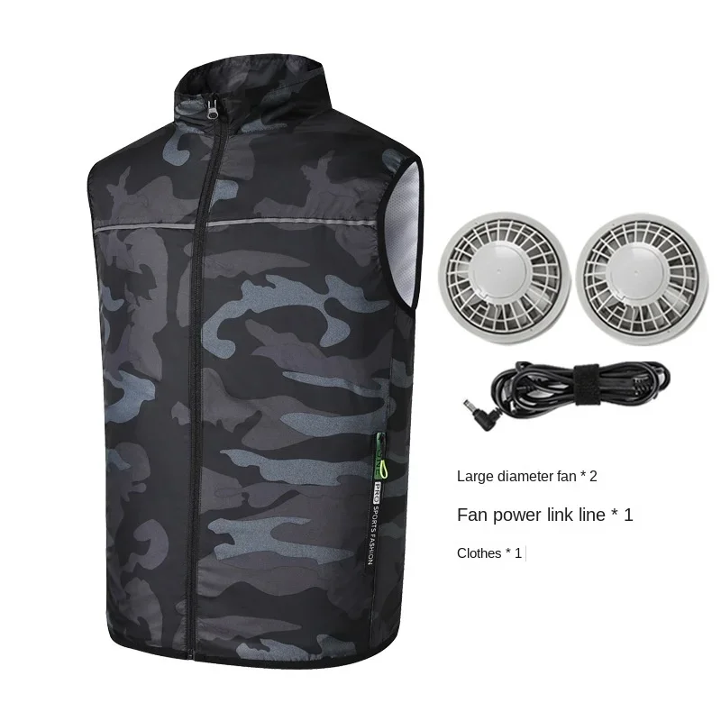 Men's Ice Vest Fan Air Conditioner Clothes Cool Vest Sport USB Rechargeable Cooling Vest Workers Summer Motorcycle Street Gear