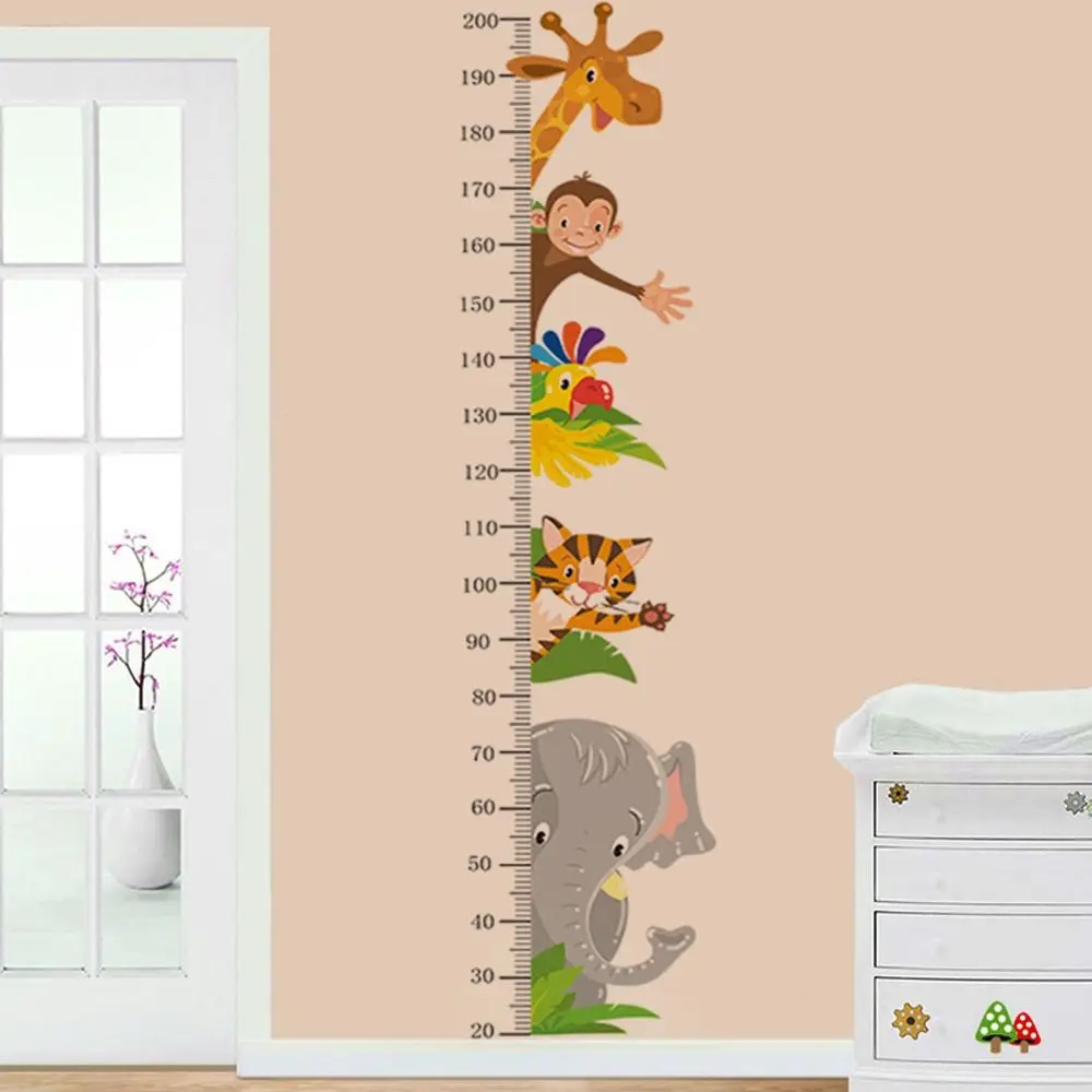 New Cartoon Height Measurement Sticker Self-adhesive Animal Pattern Height Sticker Kid Growth Ruler for Room Kindergarten Decor