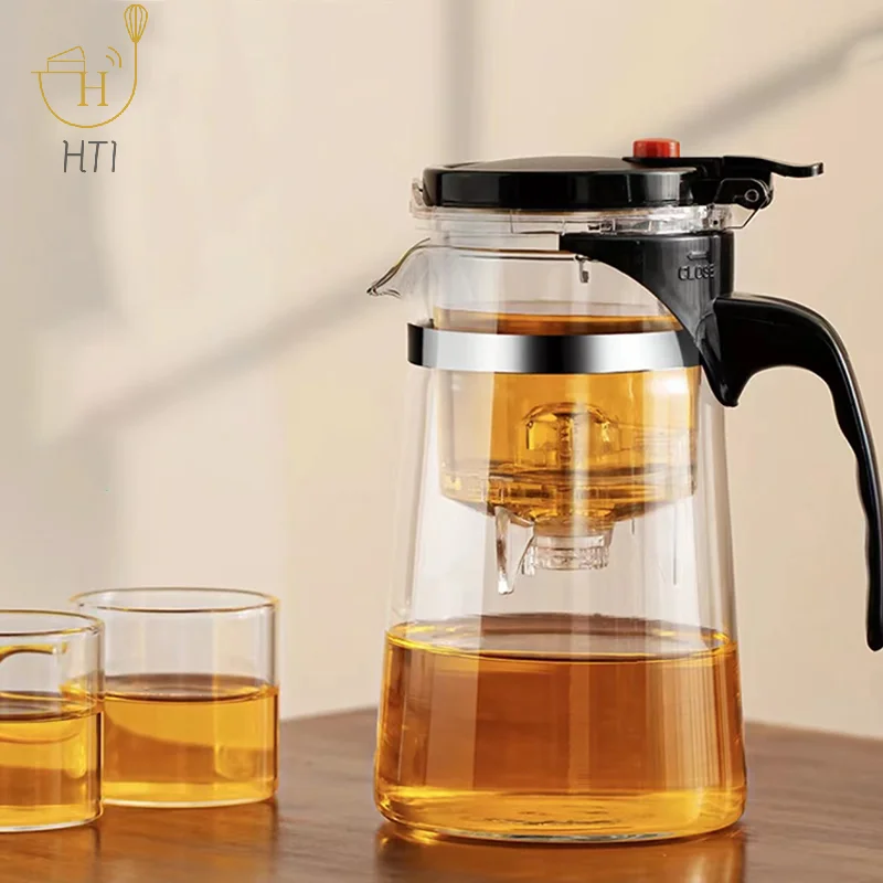 One-button Filtering Tea Separation Teapot With Infuser Thickened Glass Heated Resistant Tea Pot Kettle Tea Coffee Maker