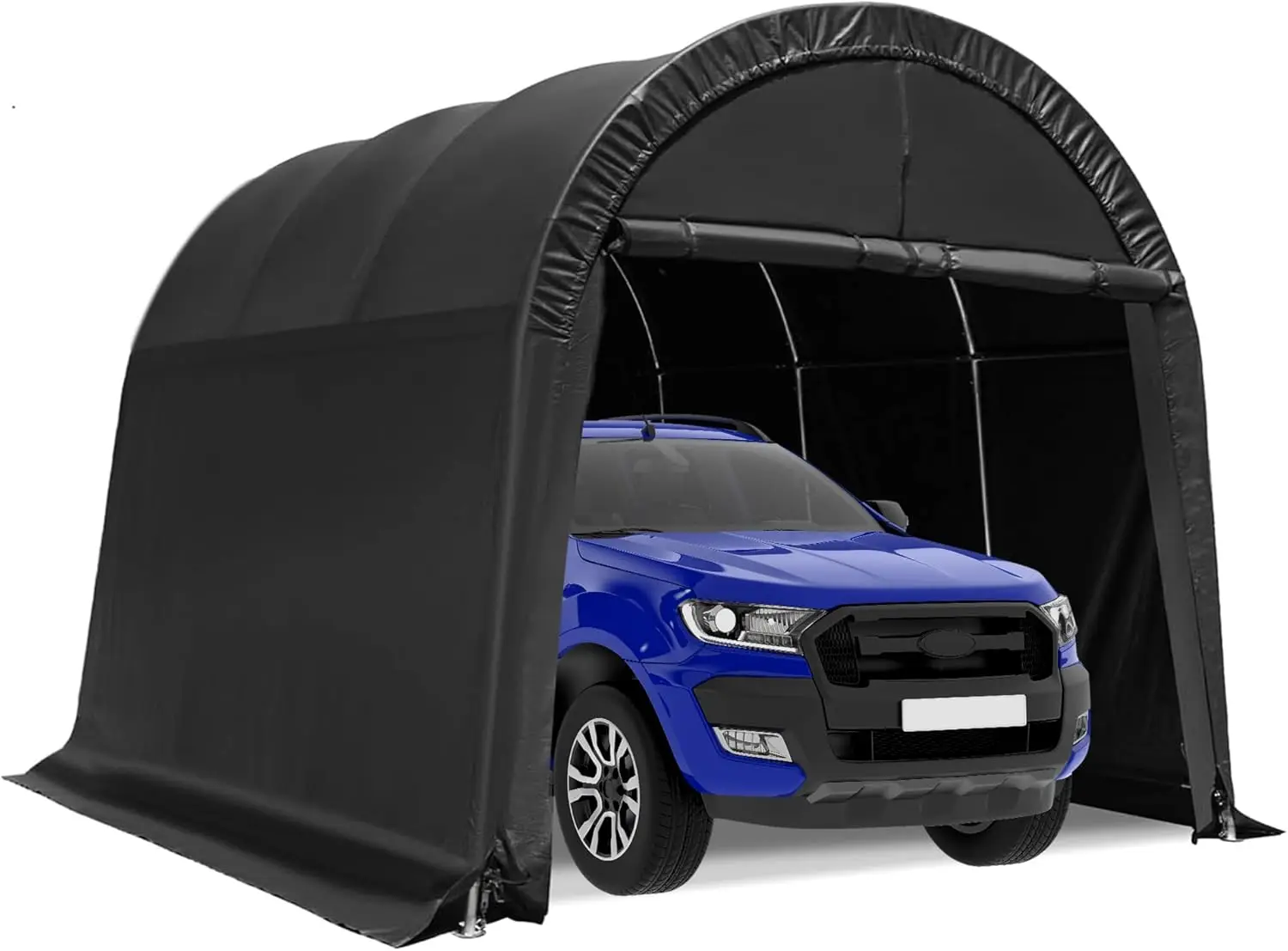 

10 x 15 FT Heavy Duty, Portable Garage with All-Steel Metal Frame and Round Style Roof