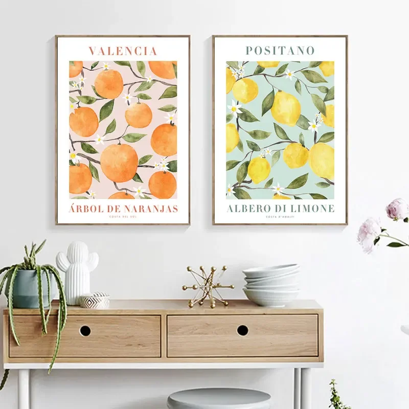 (No frame)Abstract Lemon Flower Eye Orange Wall Art Aesthetics Print Canvas Painting Posters for Living Room Modern Home Deco