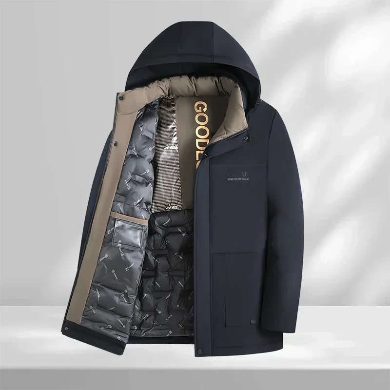 

New Loose Outdoor Jackets Hooded Men's Fashion Hooded Fleece Warm Cotton-padded Jacket Autumn Winter Windbreak Thermal Overcoat