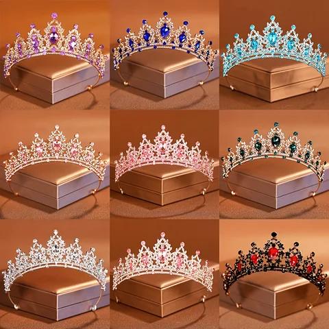 Baroque Crystal Tiaras And Crowns For Women Rhinestone Prom Diadem Headband Bridal Wedding Hair Accessories Jewelry Crown Tiara