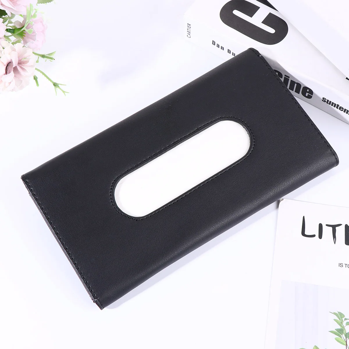 

Car Tissue Box Matte PU Durable Practical Decorative Visor Armrest Headrest Seat Truck Boat RV Elastic Band