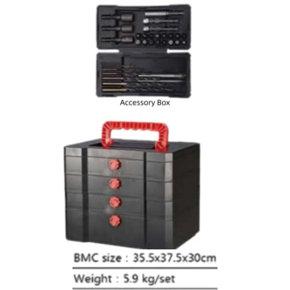 Stainless Steel Pull-Out Toolbox Set Four Layers Hard Case Package Sockets Wrenches Bits Screw Driver Electric Screwdriver