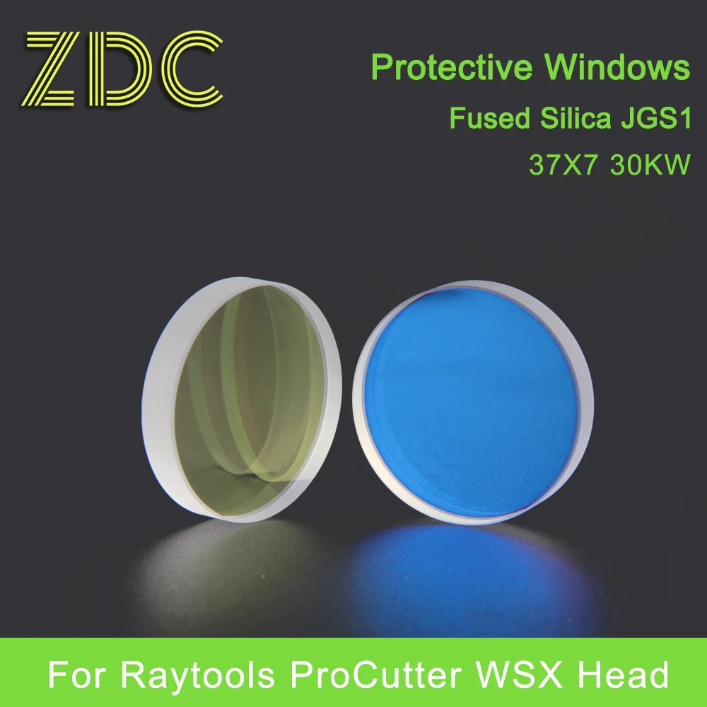 ZDC 10Pcs/Lot Hot Sale Protective Windows 37X7 30KW Quartz Fused Silica Optical Lens For Raytools Precitec WSX BY Laser Head