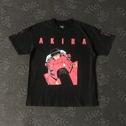 Camiseta con estampado de locomotora de dibujos animados para hombre, ropa de calle Vintage, Tops sueltos, tendencia de deriva de rana, Akira, Anime