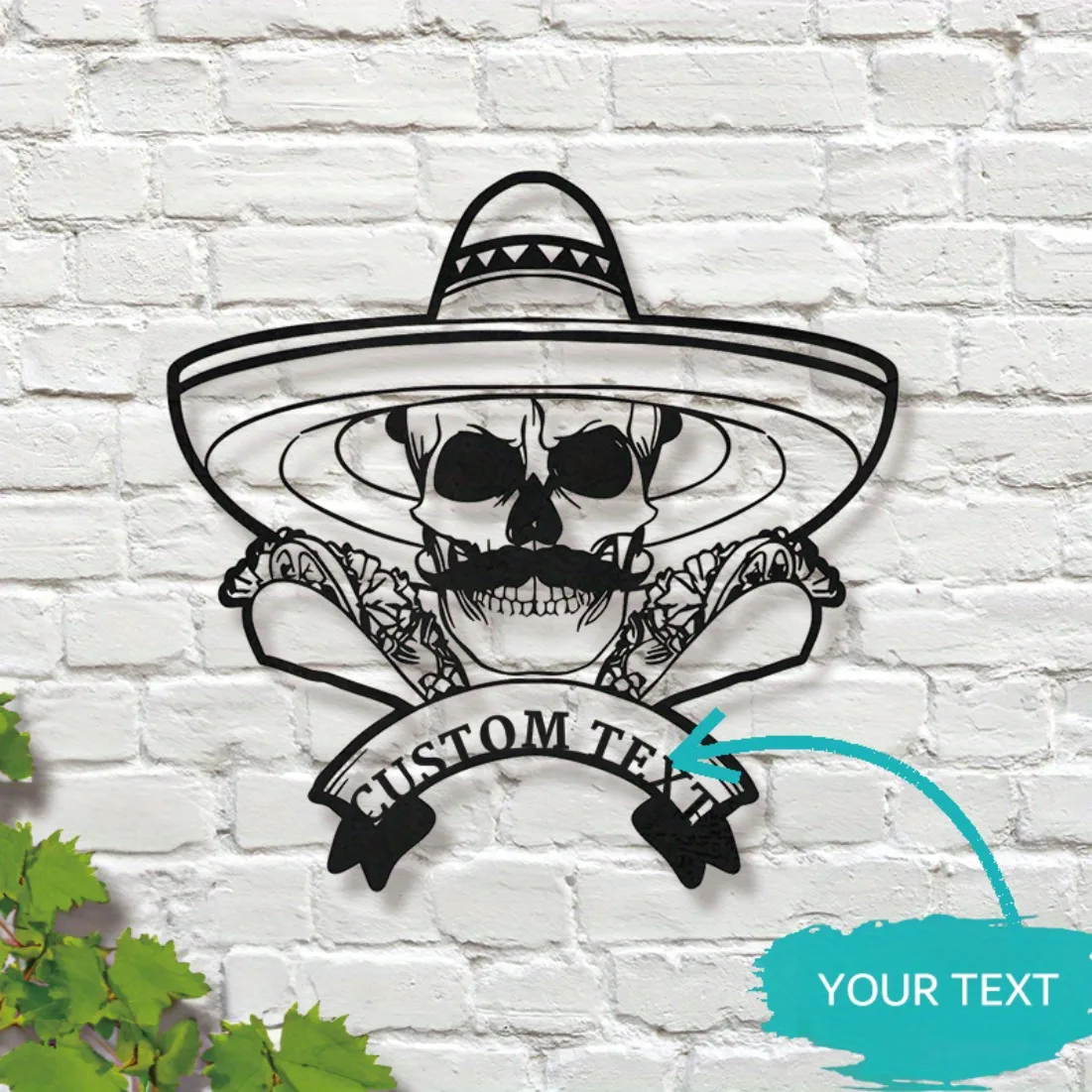 Arte de pared de metal personalizado: texto en inglés, colgante de comida mexicana, diseño de Taco personalizado, decoración interior/exterior, letrero de restaurante caliente.