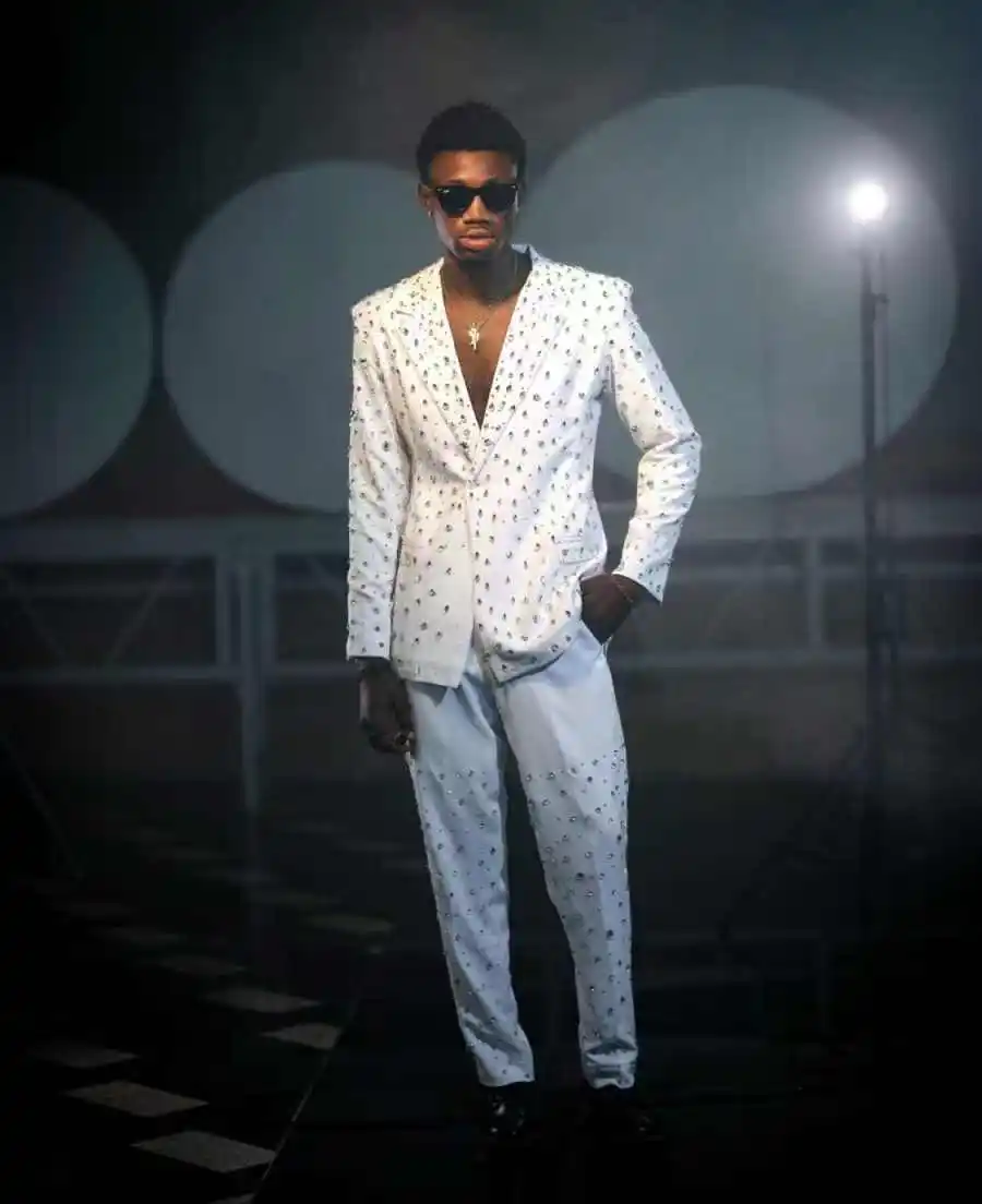 

Crystals White Men Suit Set 2 Pieces Cotton Blazer+Pants Trousers Formal Office Business Groom Wedding Tuxedo Customized Jacket