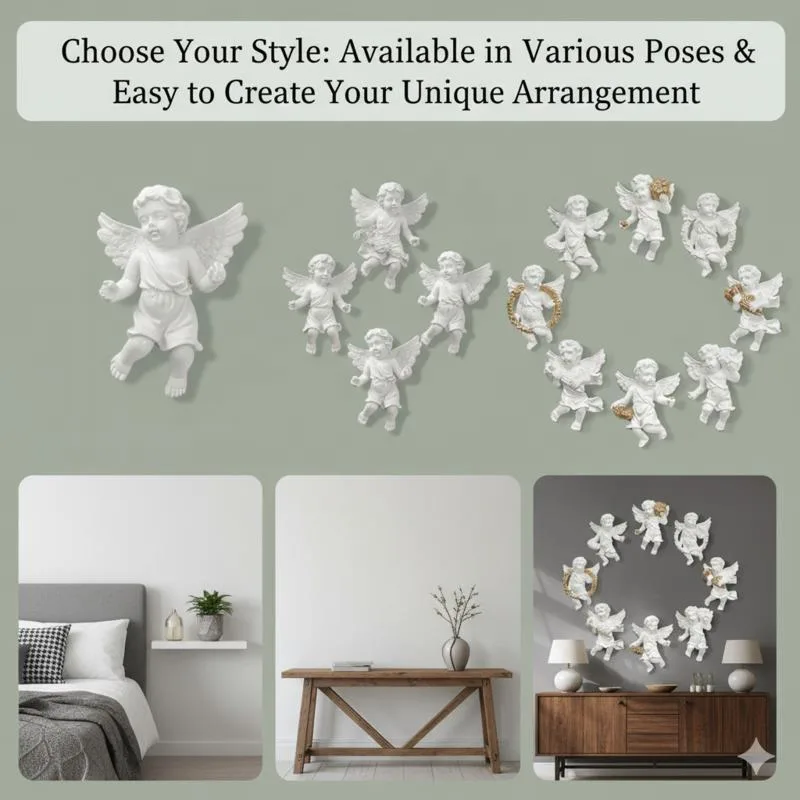 European Cupid Angel Wall Decor Creative Hanging Wall Ornament Vintage Resin Angel Wall Art Living Room TV Background Home Decor