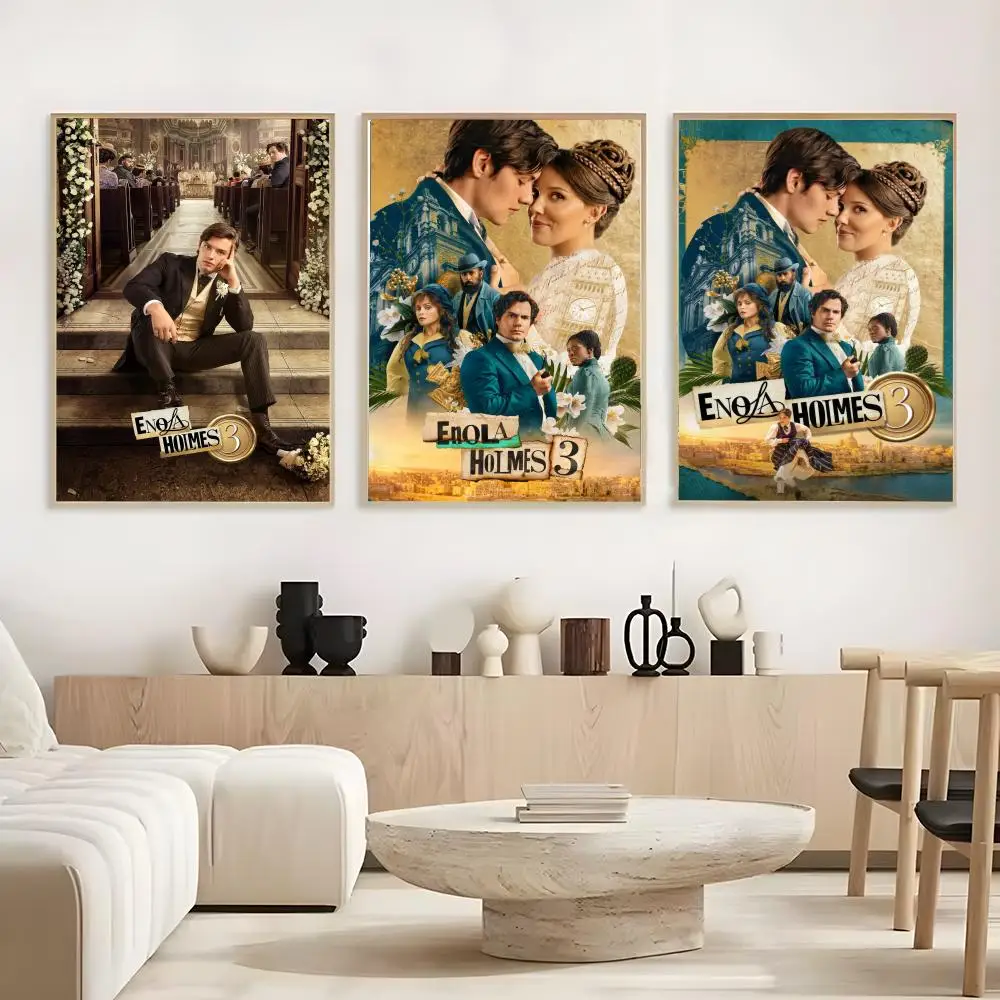 Enola Holmes 3 Poster Frameless Poster Self-adhesive Art Waterproof Paper Sticker Coffee House Bar Room Wall Decor