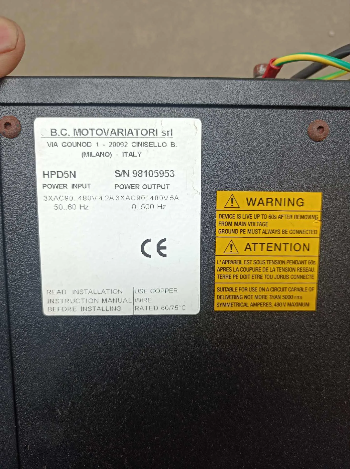 Servo Drive HPD5N S/N 98105953 para S.B.C Parker