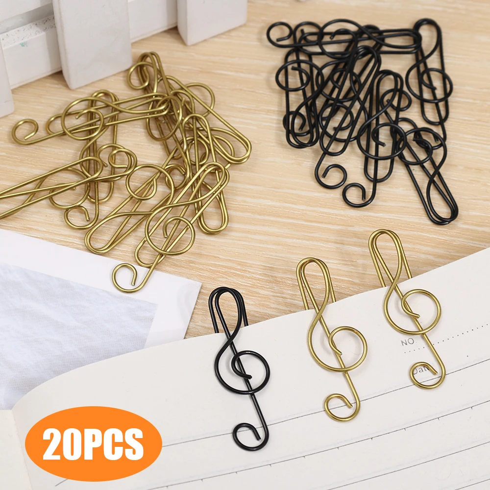 20Pcs Creative Colorful Note Paper Clips Decorative Music Binder Shape Decor Stationery Supplies for Office School Paperclip