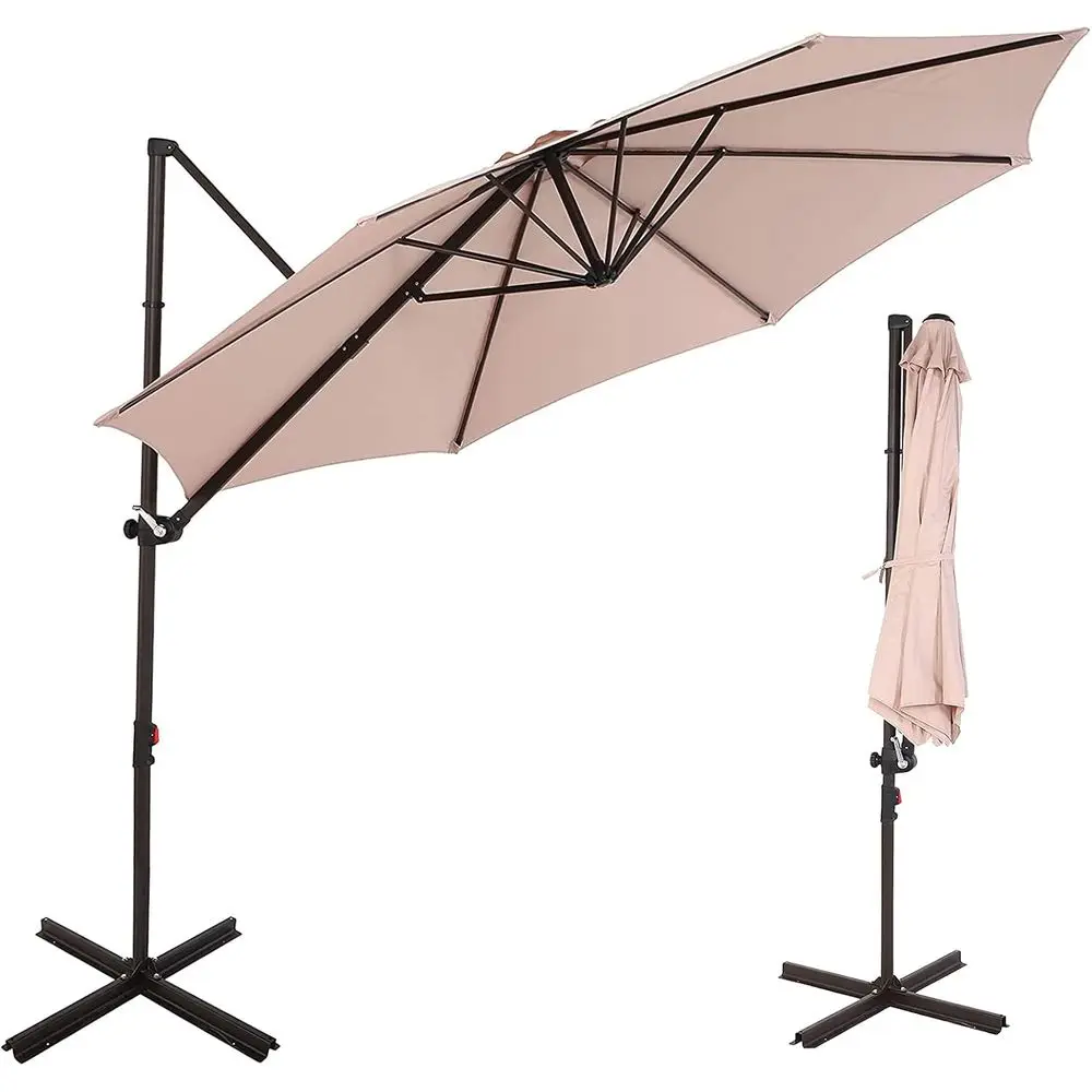 

Большой консольный зонт Oset для патио с поворотом на 360 градусов ° Поворотное основание для уличных пространств, идеально подходит для садов, пляжей и зон у бассейнов