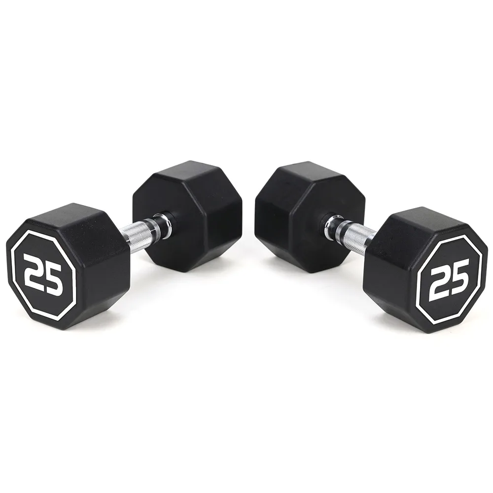 Premium Octagonal Dumbbells Large Numbers Hard Chrome Plated Handle Dumbbells to Assist with Push-Ups 25 lbs set of 2 Dumbbells