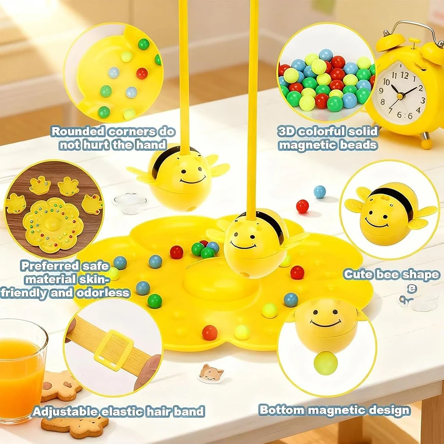 Jogo de corda de abelha magnética diversão família brinquedo ao ar livre abelhas ocupadas escolher jogo colorido multifuncional abelha brinquedos magnéticos para crianças
