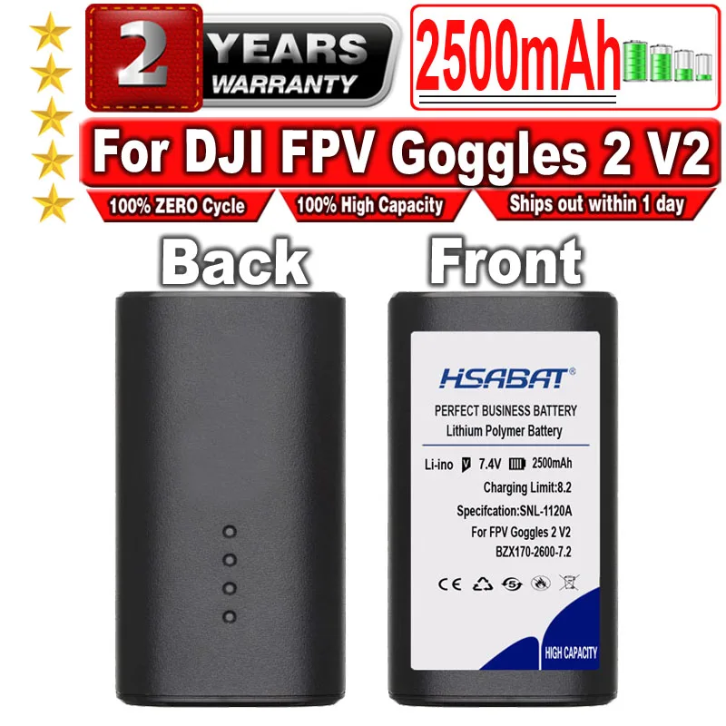 HSABAT 2500mAh Battery for DJI FPV Goggles 2 V2 Accessories