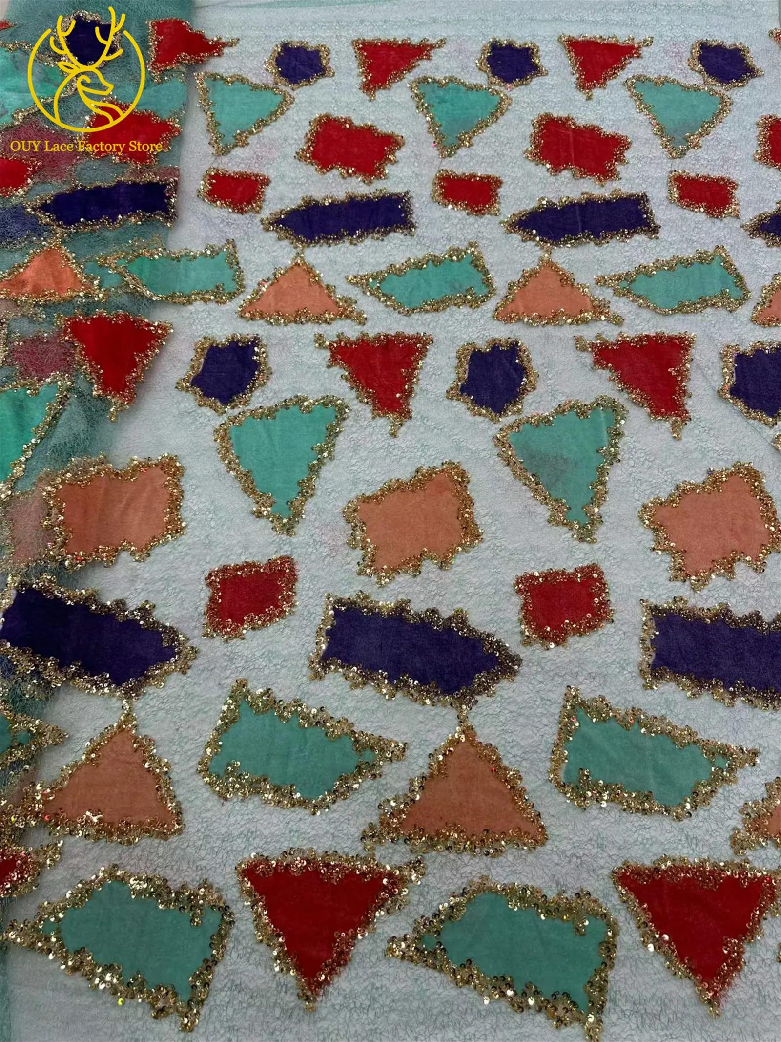 5 Yards Luxuriöser Afrikanischer Pailletten-Spitzenstoff 2026 Hochwertige Nigerianische Perlen-Spitze Französischer Tüll-Spitzenstoff für Partykleider und Näharbeiten – Detail 5