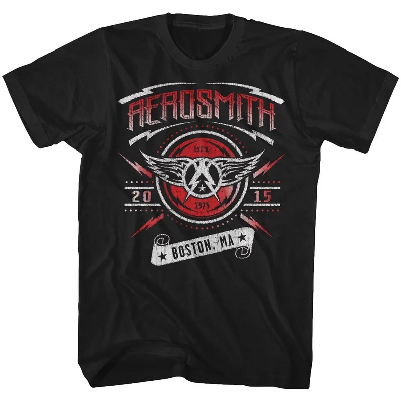 

Aerosmith Boston 2015 Black Adult T-shirt, Unisex Fit, Comfortable Trendy Premium Cotton High Quality Casual Tee