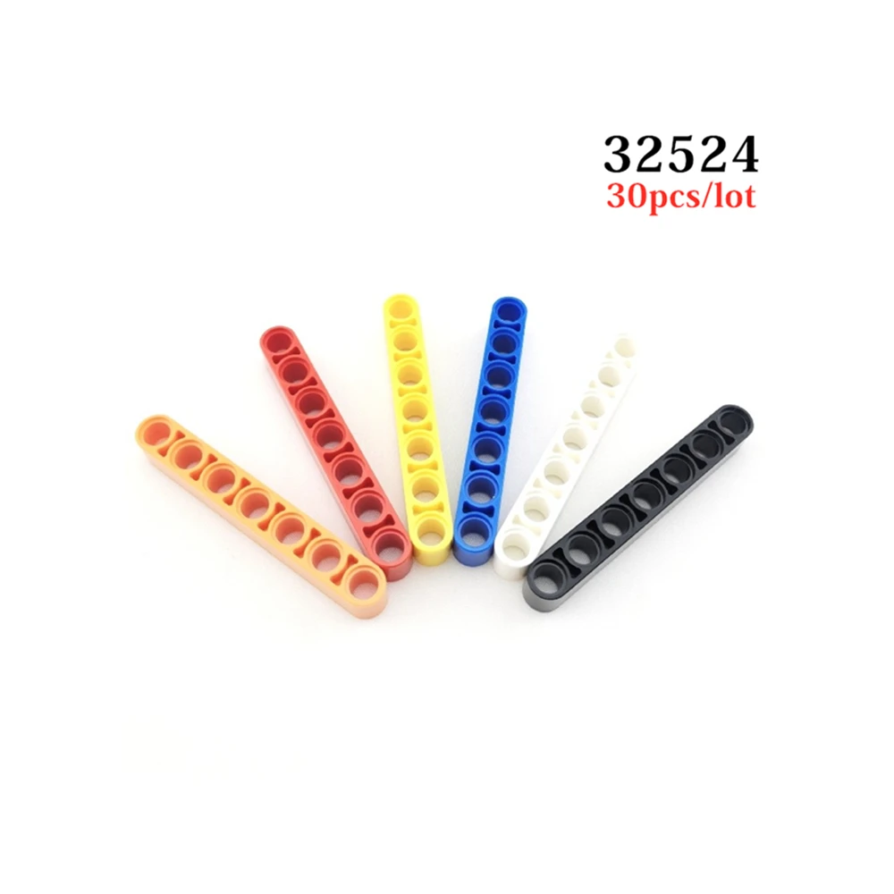 30Pcs/lot 32524 High-Tech 1x7 Holes Liftarm MOC Building Blocks Parts Assembles Car Particles DIY Educational Bricks Kids Toys