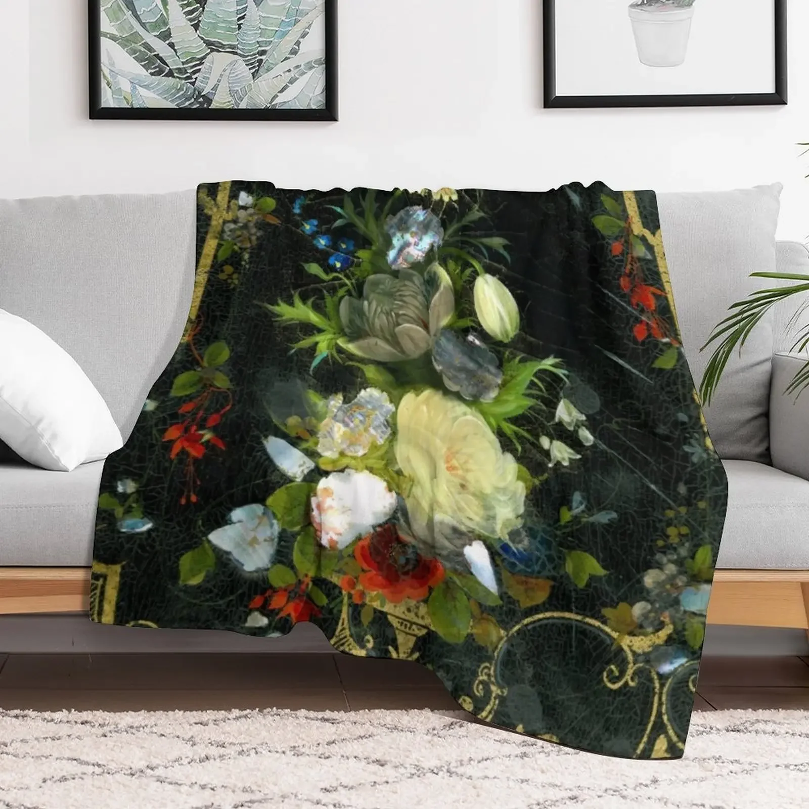 Victorian Flowers Inlaid Mother Of Pearl Throw Blanket Custom Single Plaid on the sofa Blankets For Baby Blankets