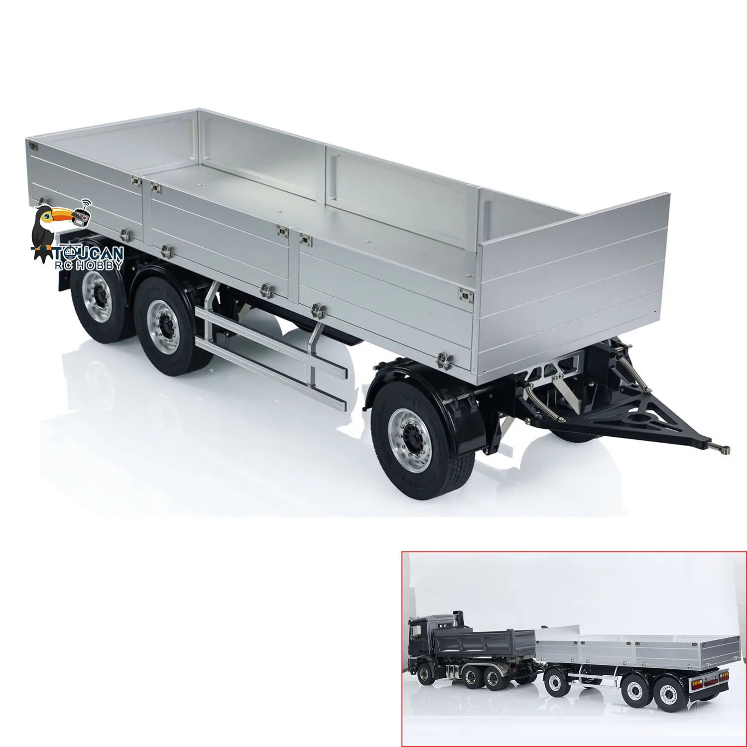 DG 1/14 RC Metal 3 Axles Full Trailer KIT for Remote Control Hydraulic Dump Truck DIY Model Construction Vehicle Toys TH23441