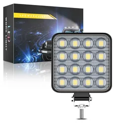 Car LED work light 3 inch square convex lens 16 lights 48W auxiliary lights modified headlight spotlights