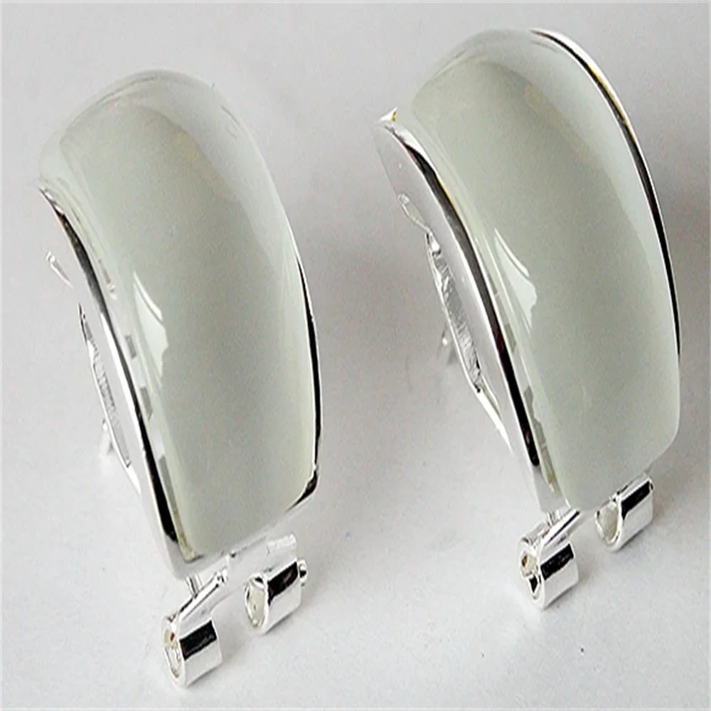 

Lady charme 925 Sterling argent 13 * 20 mm naturel effacer blanc Cat Eye opales boucles d'oreilles