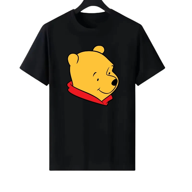 

Disney Pooh Bear Pattern Woman Round Neck Fashion Parent-child Clothing Tops Ladies Cheap Short Sleeves T-Shirt Men Sweatshirts