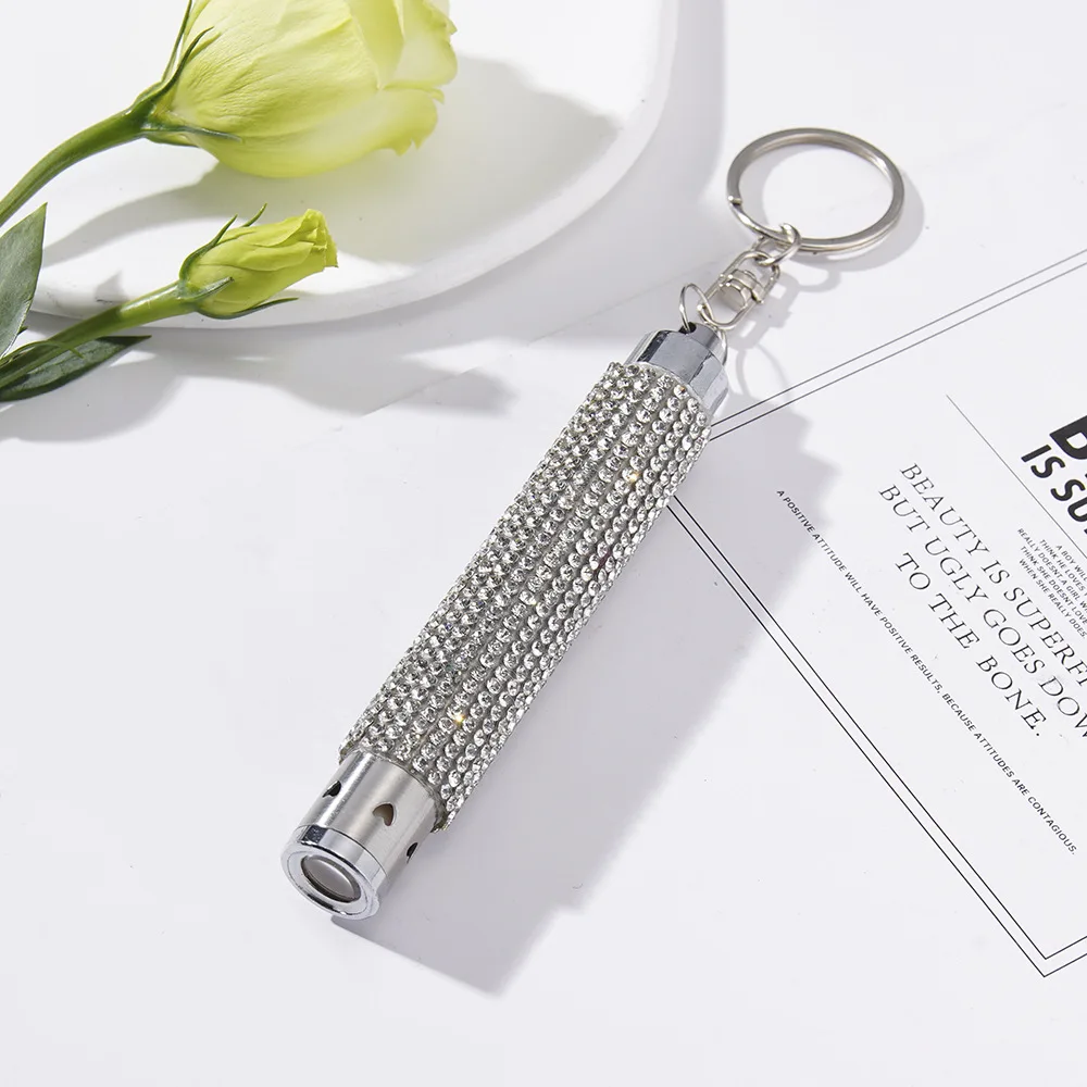LED Fashion Rhinestone Flashlight Outdoor Mini Emergency Flashlight Keychain