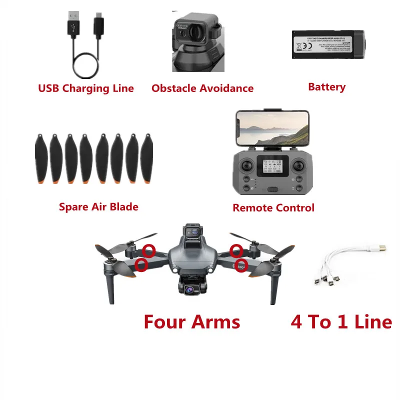 L600 PRO L169 4K GPS Intelligent RC Drone Spare Parts/Battery/Propeller/Arm/Remote Control/Obstacle Avoidance Module/USB Line