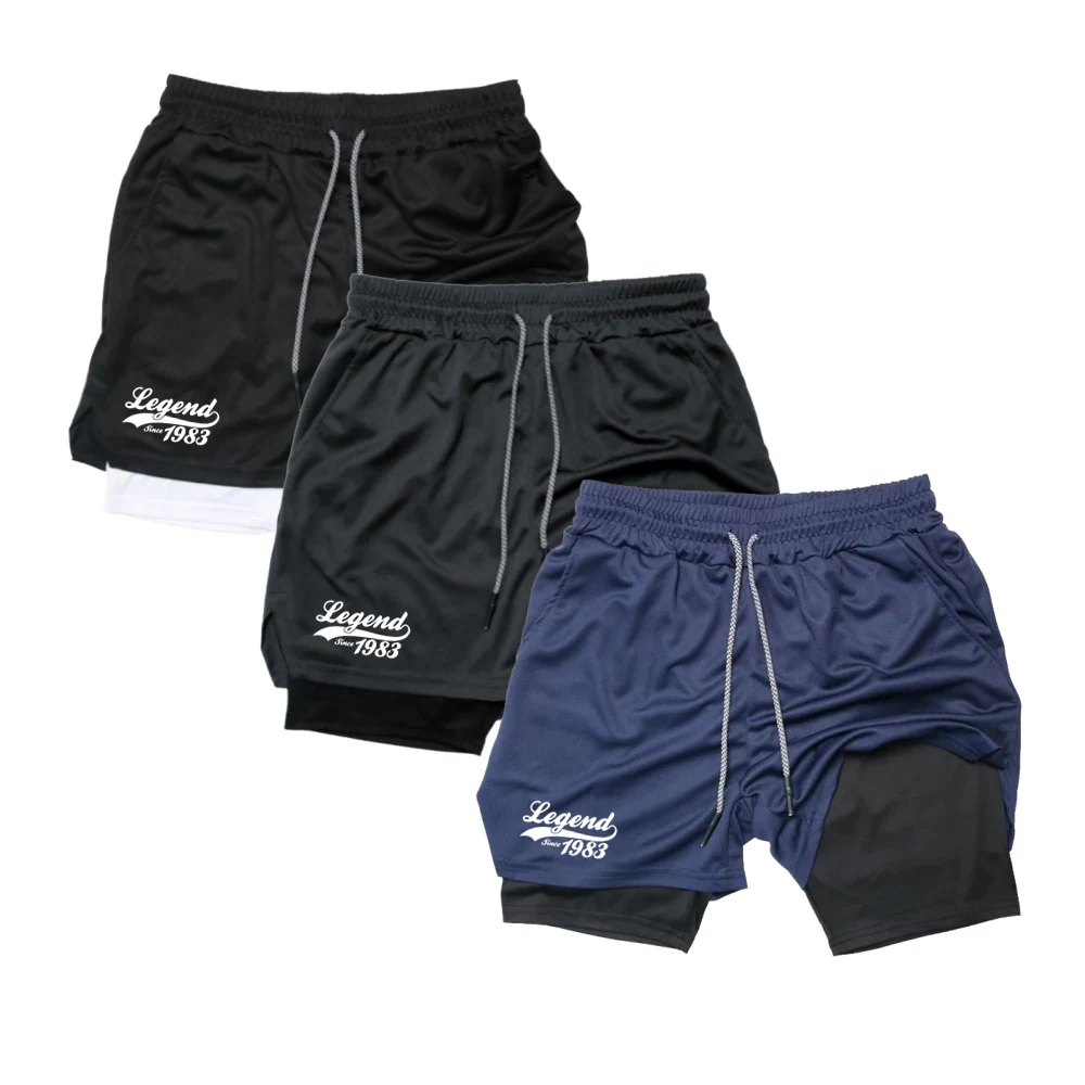 New Stretch Tight Running Shorts Men Gym Sports Shorts 2 In 1 Workout Bottoms Fitness Jogging Short Pants for Men Brand Summer