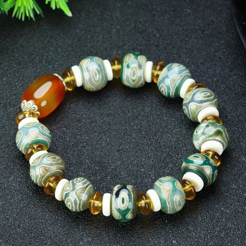 

Natural Agate Tibetan Dzi Bead Bracelet Unisex Ethnic Retro New Model