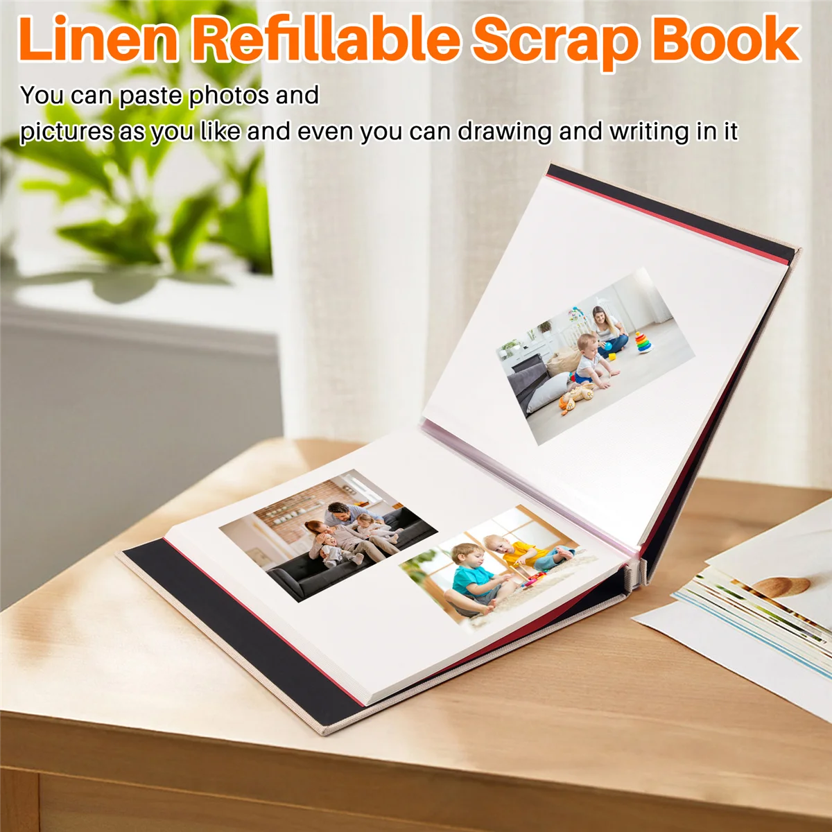 Photo Album Scrapbook Linen DIY Memory Book Thick Pages with Protective Film Save Images Permanently,Best Choice
