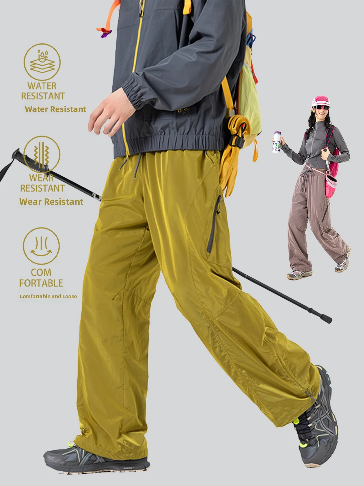 

Outdoor Workwear Trousers Men's Spring American Sle Zipper Color Blo Hiking Sports Durable Dstring Trousers