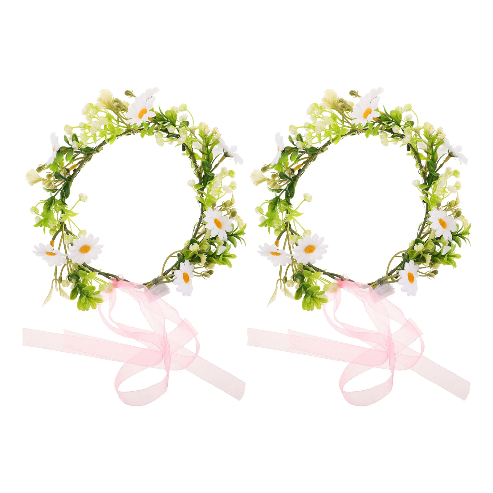 

2Pcs Glowing Daisy Flower Crowns Handmade Light Up Fairy Headbands Wedding Bridesmaids Party Festival Accessories