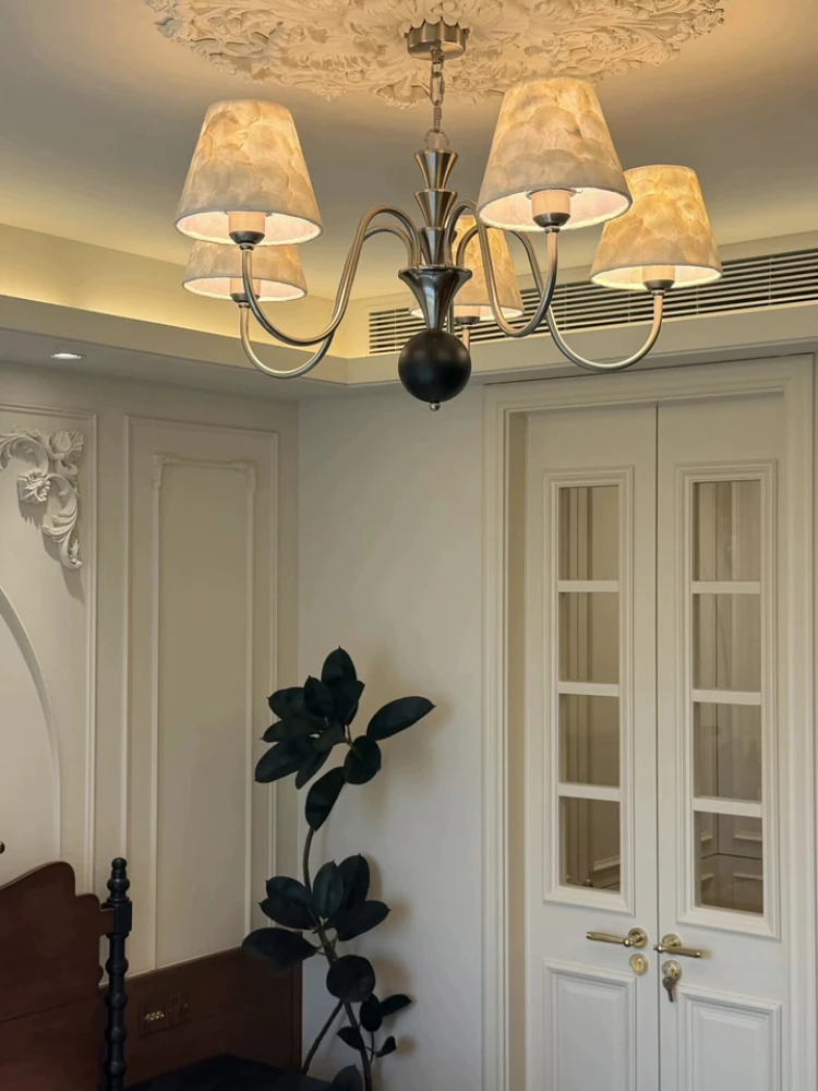 French luxury bedroom, American retro living room light, book room, antique cream style, shell restaurant pendant light