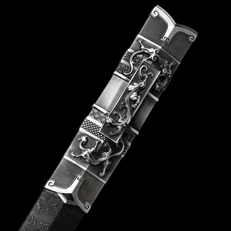 Medieval Han Jian Sword 1060 High Carbon Steel Blade Real Full Tang Sharp Ready Battle Samurai Swords Silver Dragon Katanas view 5