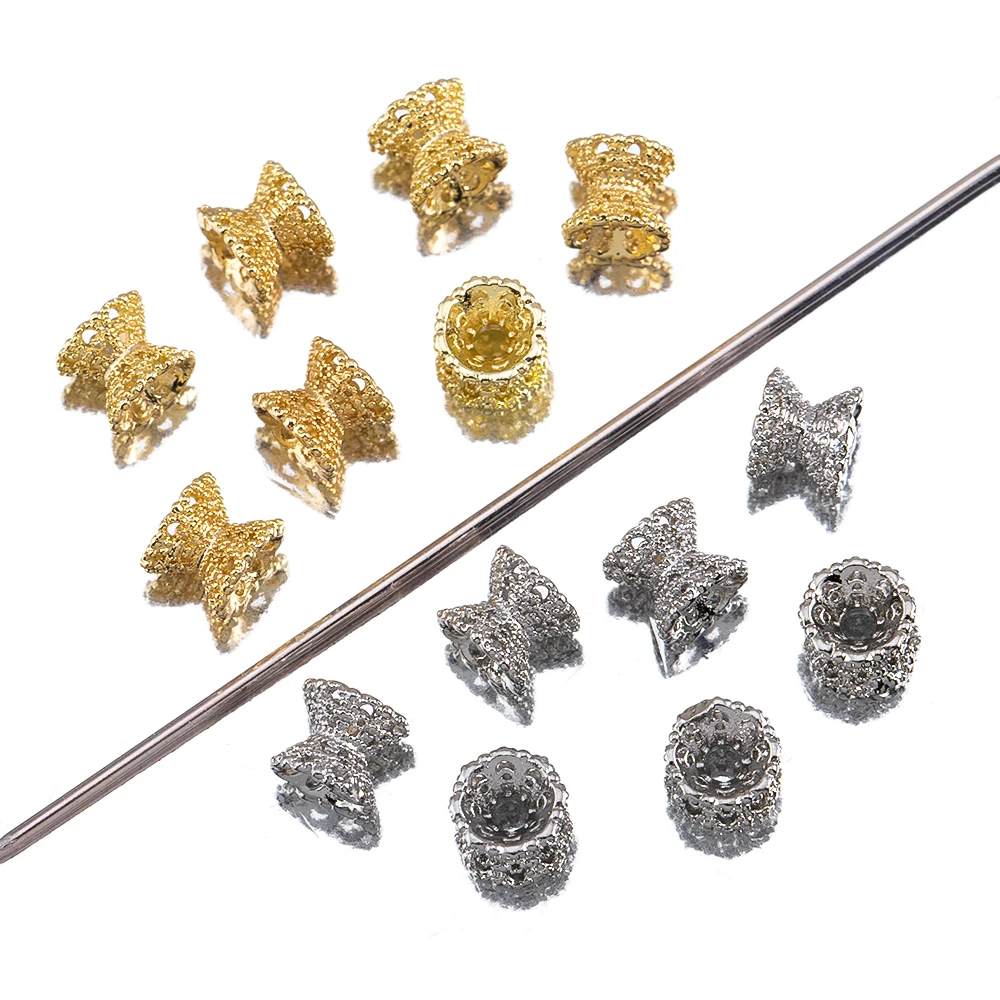5/10Pcs/Lot 5*6mm 14K Gold Color Plated Hollow Flower Bead Caps for DIY Bracelets Necklace Jewelry Making Accessories Wholesale